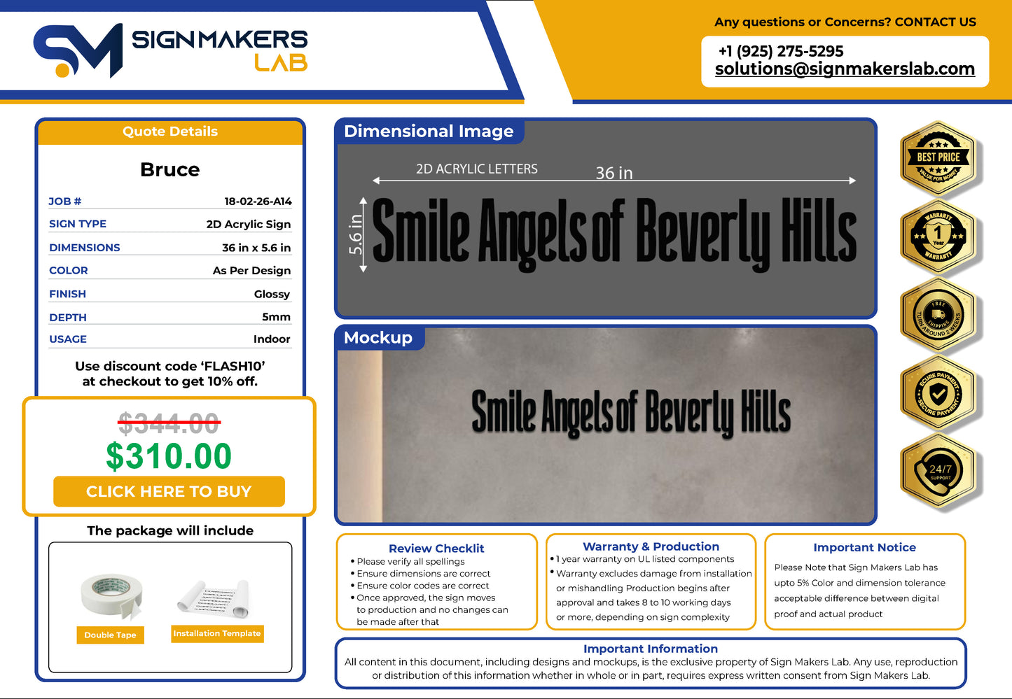 Smile Angels of Beverly Hills 2D Acrylic Letter Sign