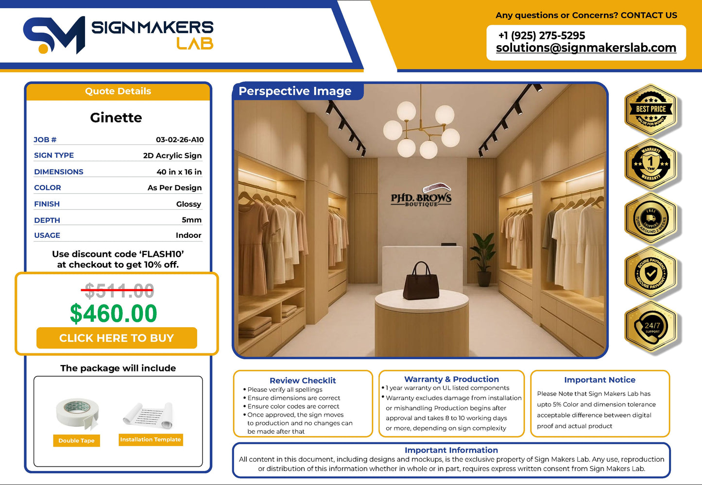 Phd. Brows Boutique 2D Acrylic Letter Sign Signmakerslab