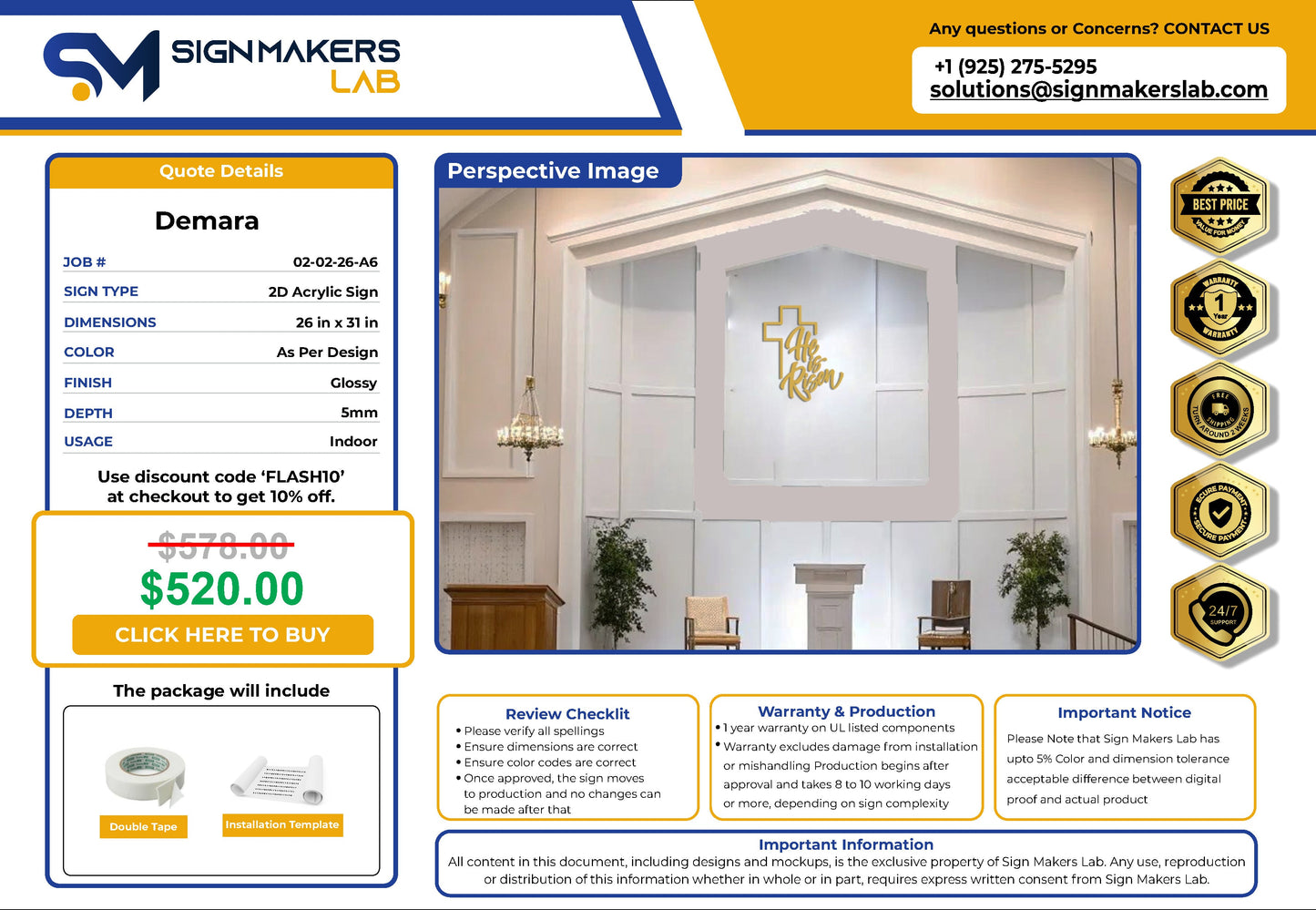 StLuke 2D Acrylic Letter Sign Signmakerslab