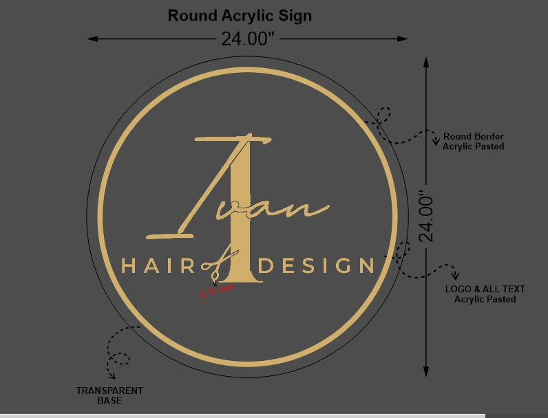 Ivan Hair Design Round Acrylic Sign