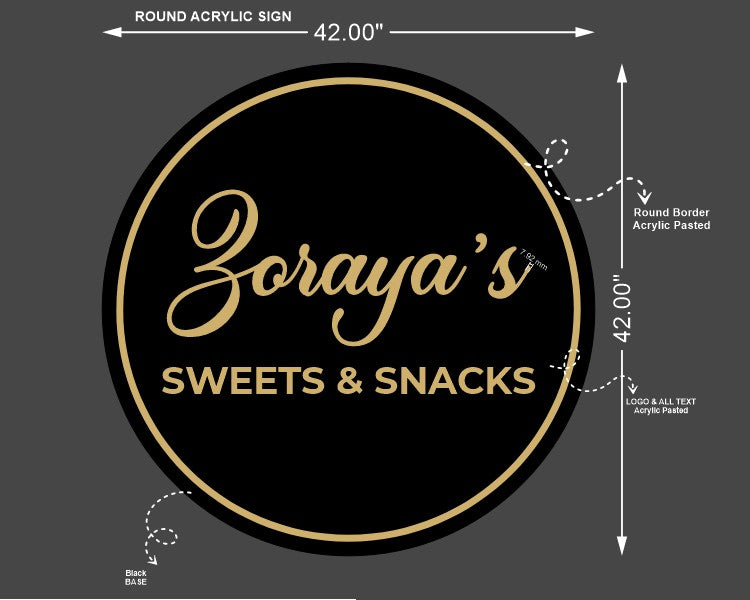 Zoraya's Sweets & Snacks Acrylic Sign