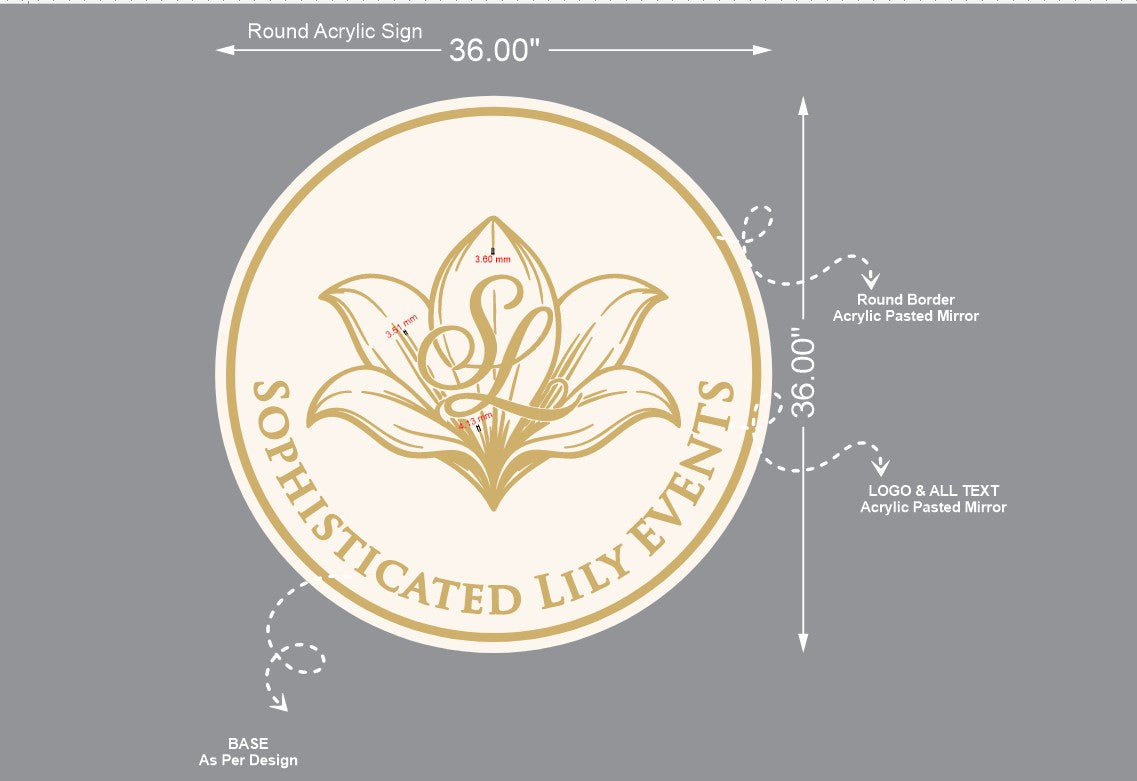 Sophisticated Lily Events Round Acrylic Sign