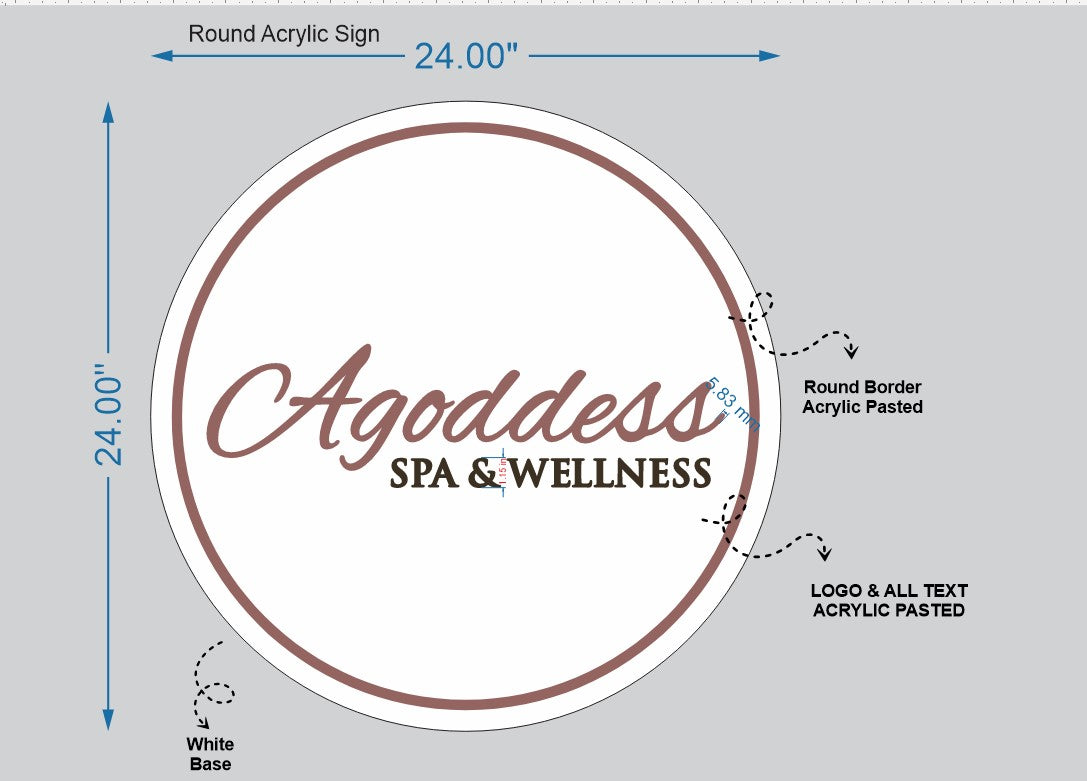 Agoddess Spa & Wellness Round Acrylic Sign