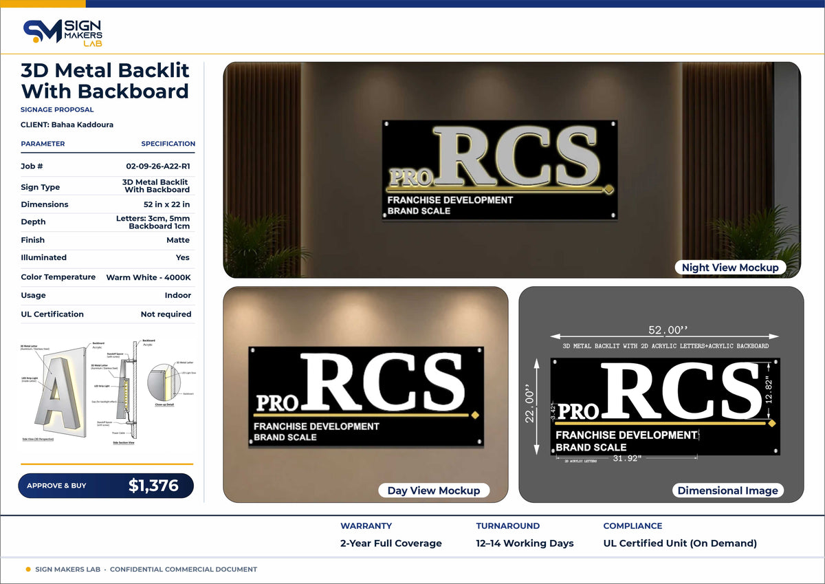RCS Metal Backlit Sign