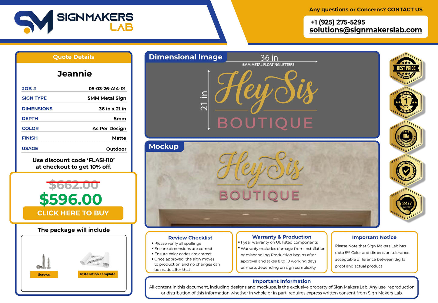 Hey Sis Boutique 5mm metal Sign