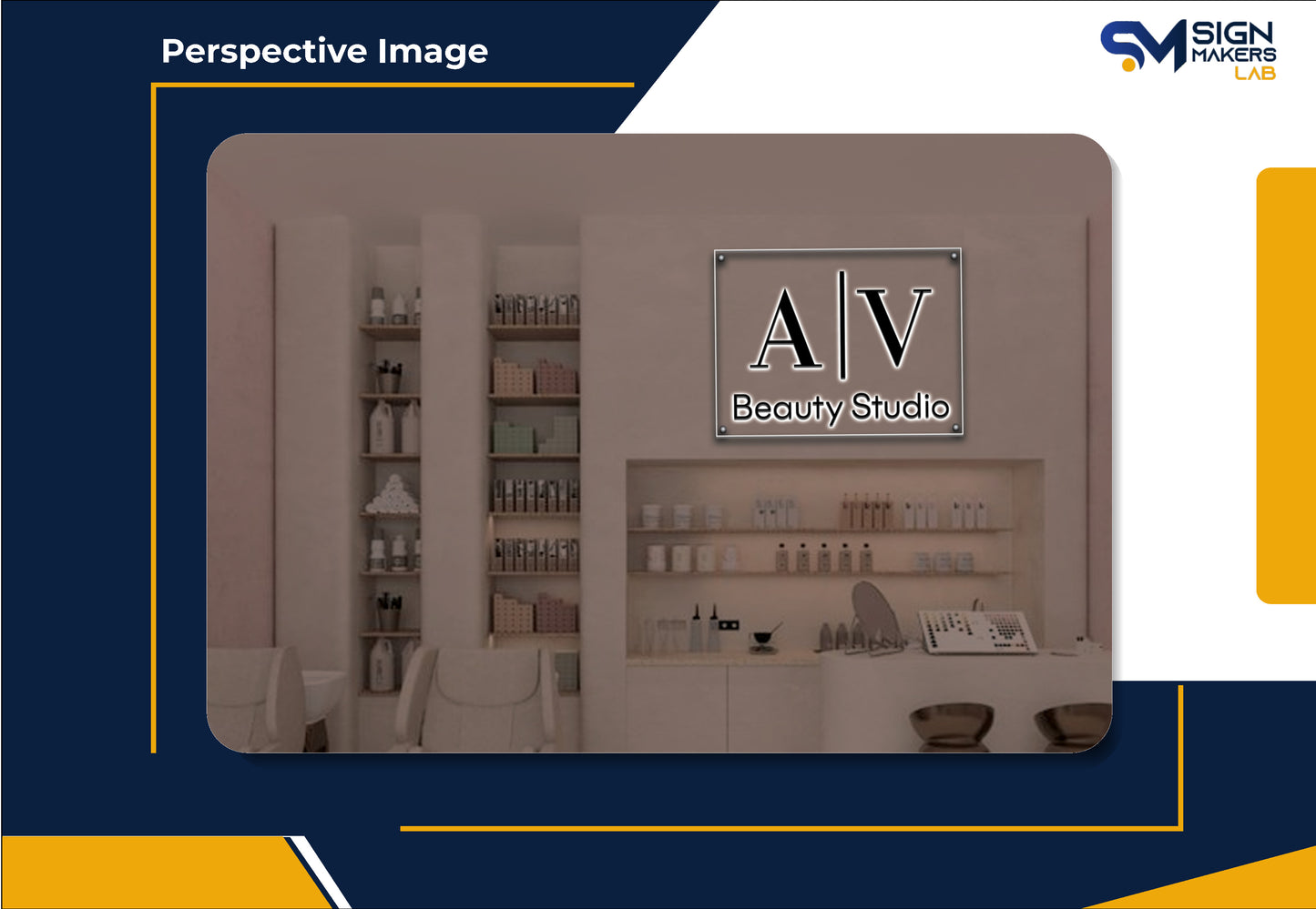 A|V beauty studio 3D Metal Back-Lit