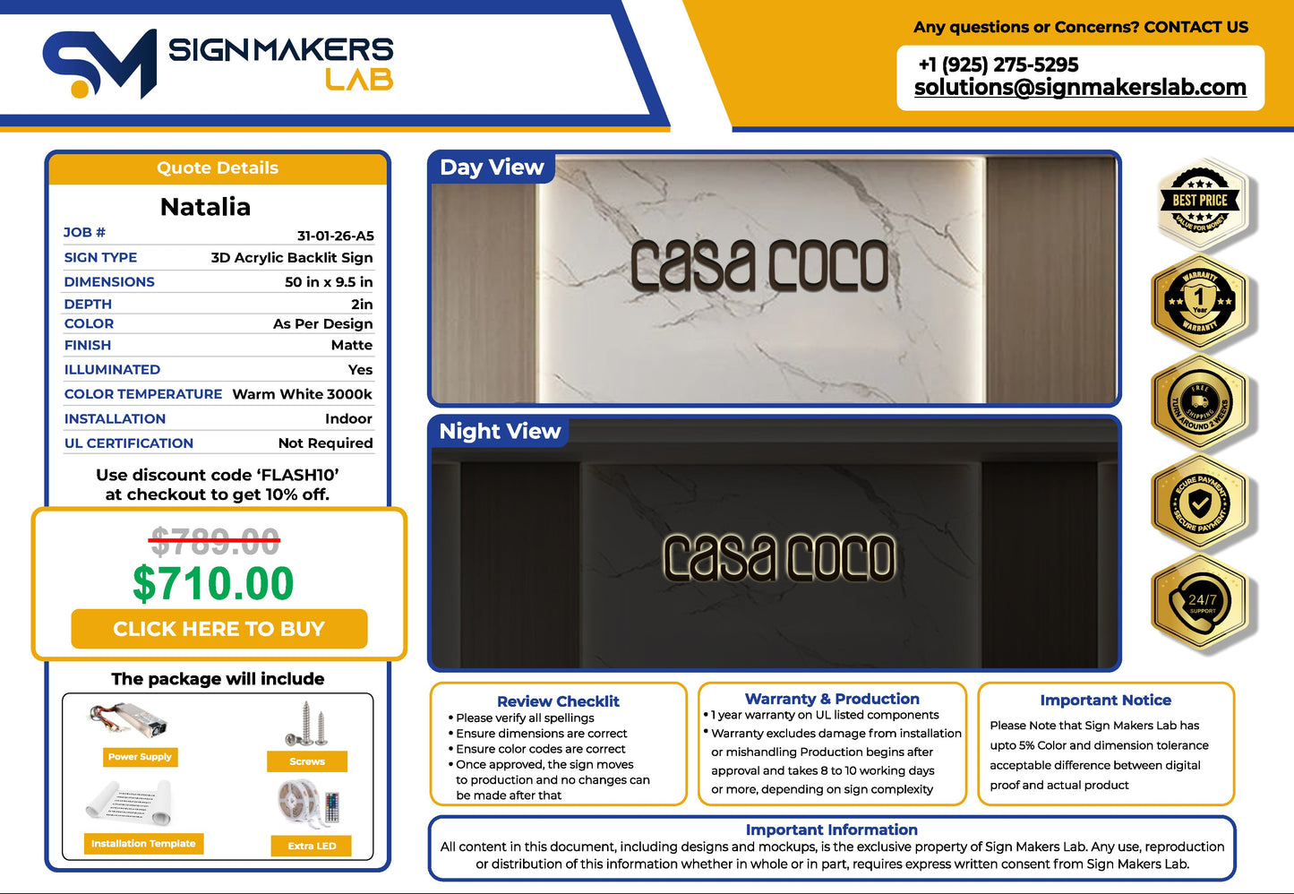 Casa coco 3D Metal Back-Lit Signmakerslab
