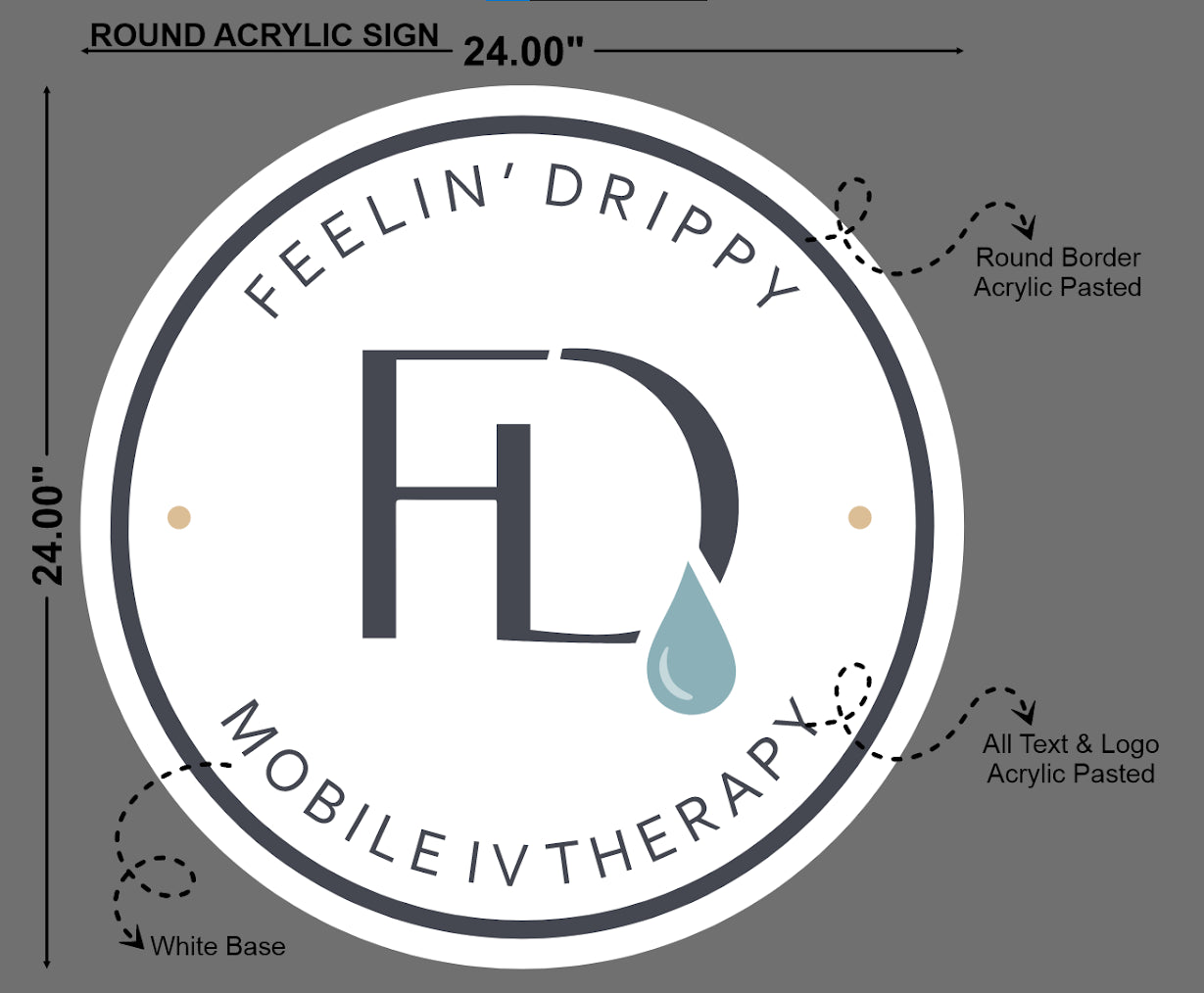 Feelin' Drippy Mobile UV Therapy Round Acrylic Sign