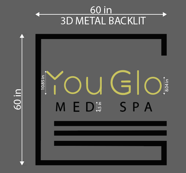 You Glo Med Spa 3D Metal Backlit Sign