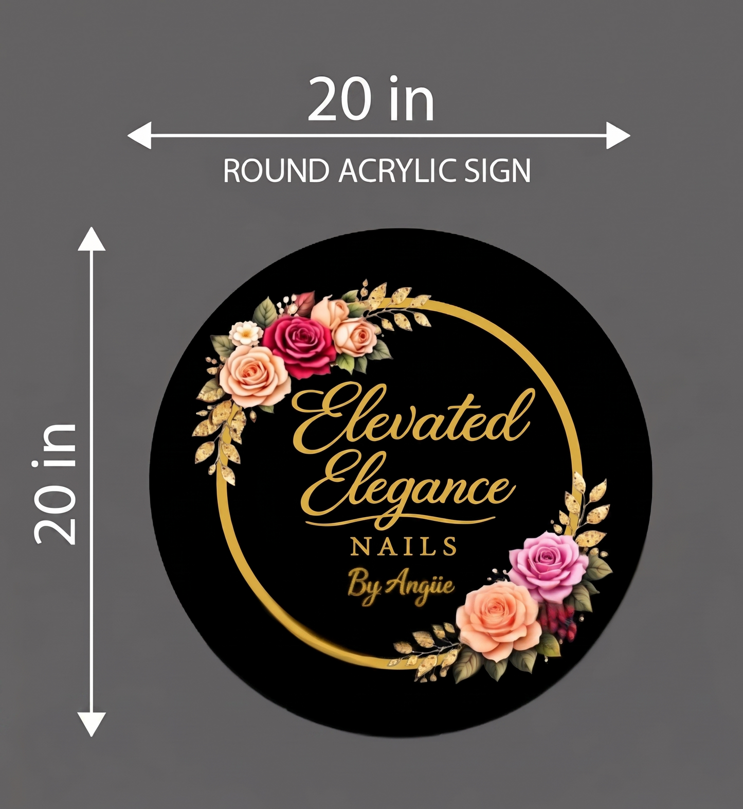 Elevated elegance nails by angiie Round Acrylic Sign