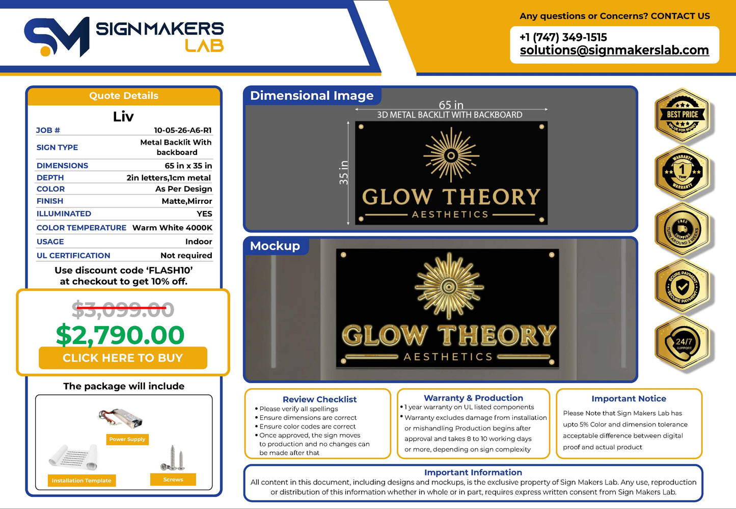 Glow Theory 3D Metal Backlit with Black Acrylic Backboard