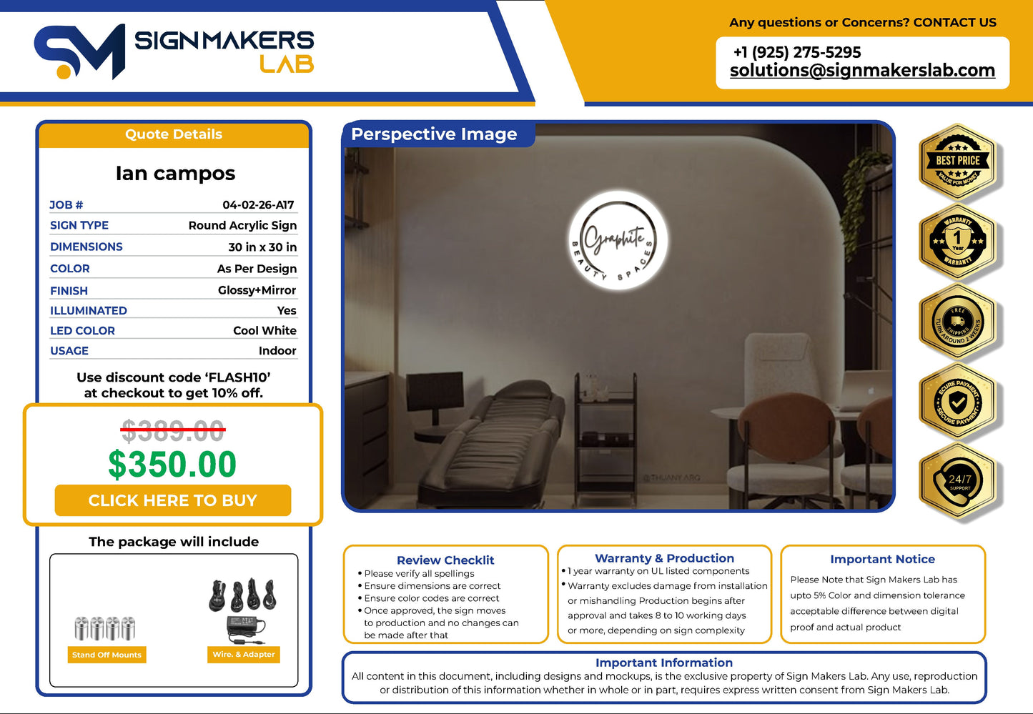 Graphite Beauty Spaces Round Acrylic Sign Signmakerslab