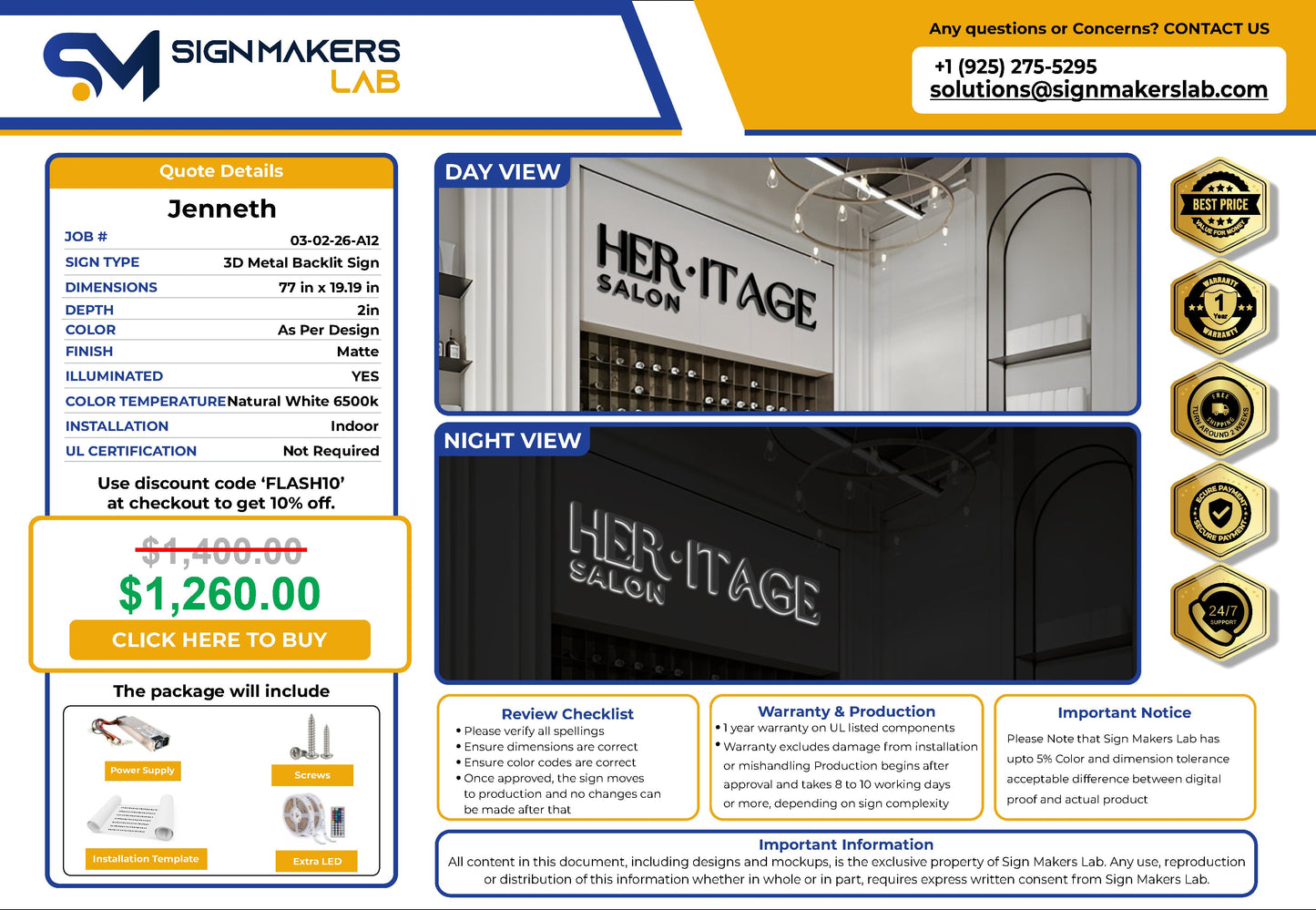 Her.itage Salon 3D Metal Back-Lit Signmakerslab