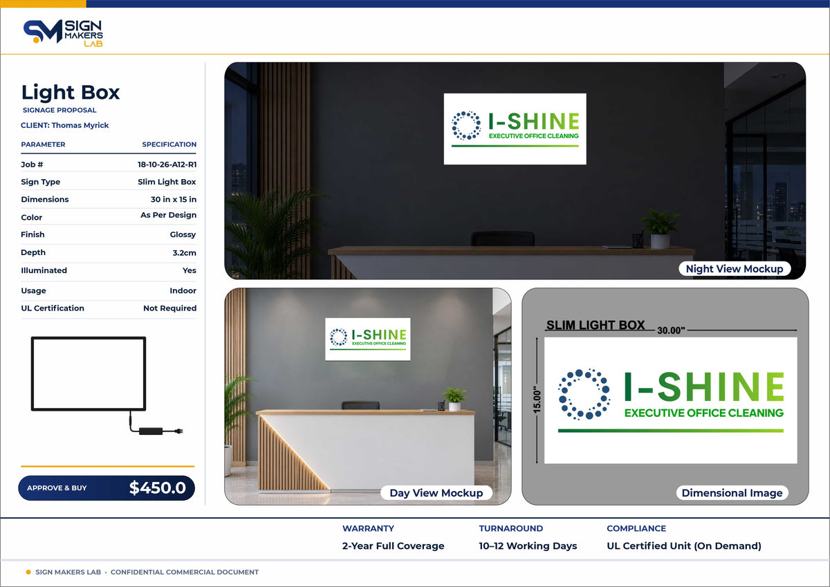 I-SHINE Slim lightbox sign 15 x 30 inches