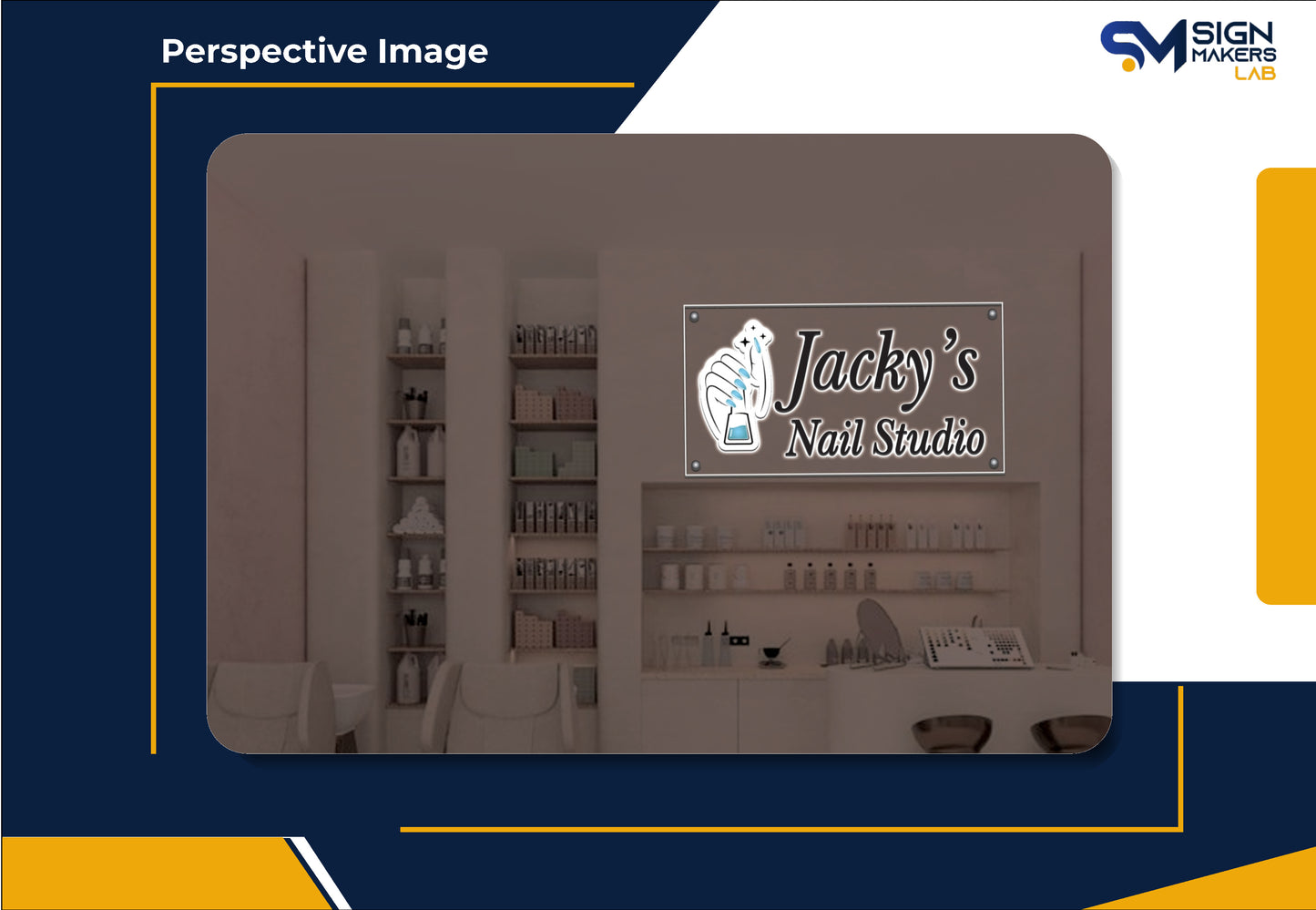 Jacky’s nail studio 3D Metal Back-Lit