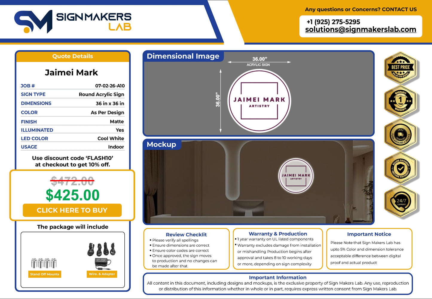 Jaimei Mark Artistry Round Acrylic Sign Signmakerslab