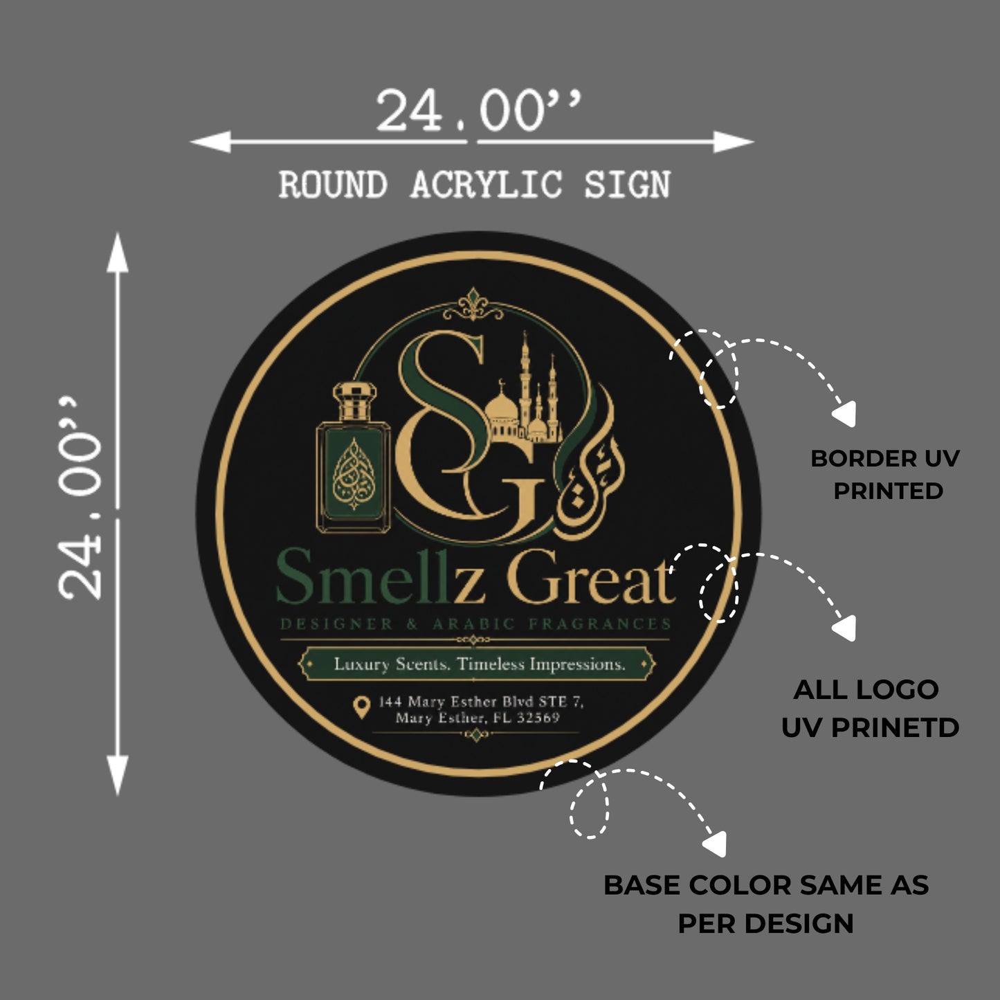 Smellz Great Round Acrylic Sign