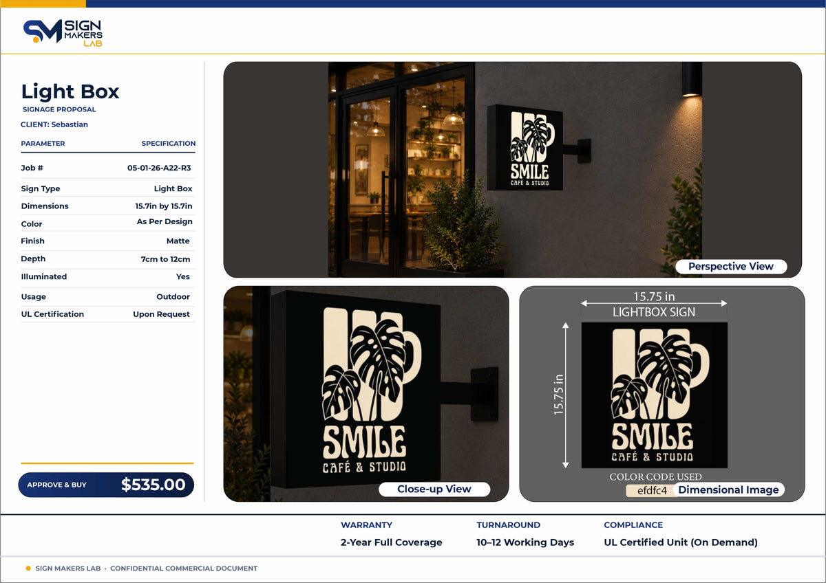 Smile Cafe & Studio Lightbox Sign