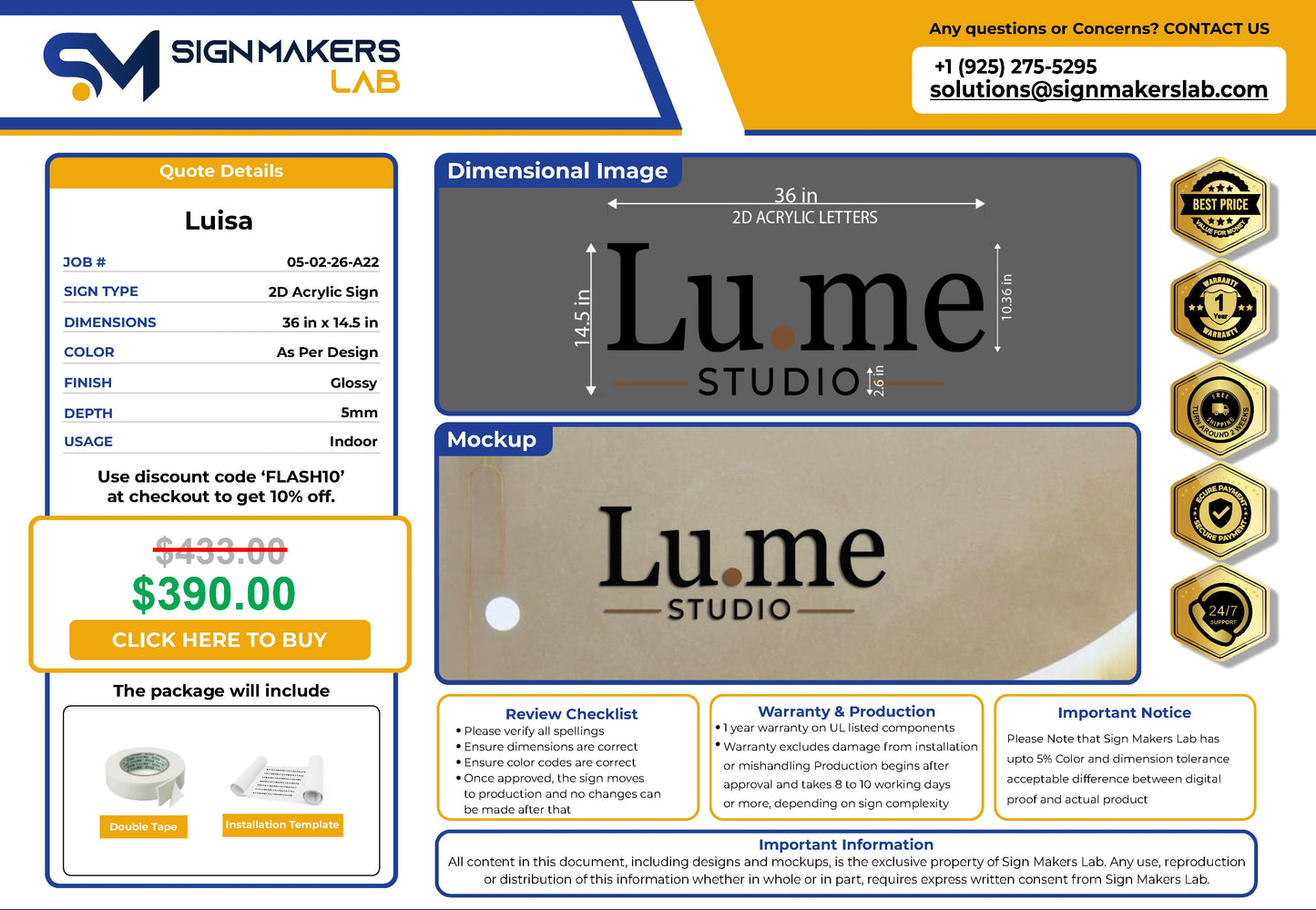Lu.me Studio 2D Acrylic Letter Sign Signmakerslab
