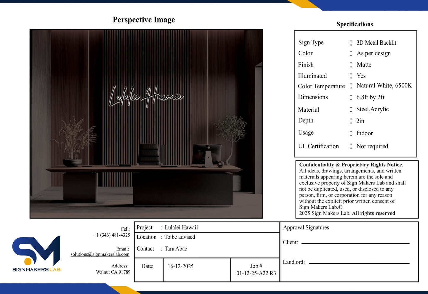 Lulalei Huawei 3D Metal Backlit Sign Signmakerslab