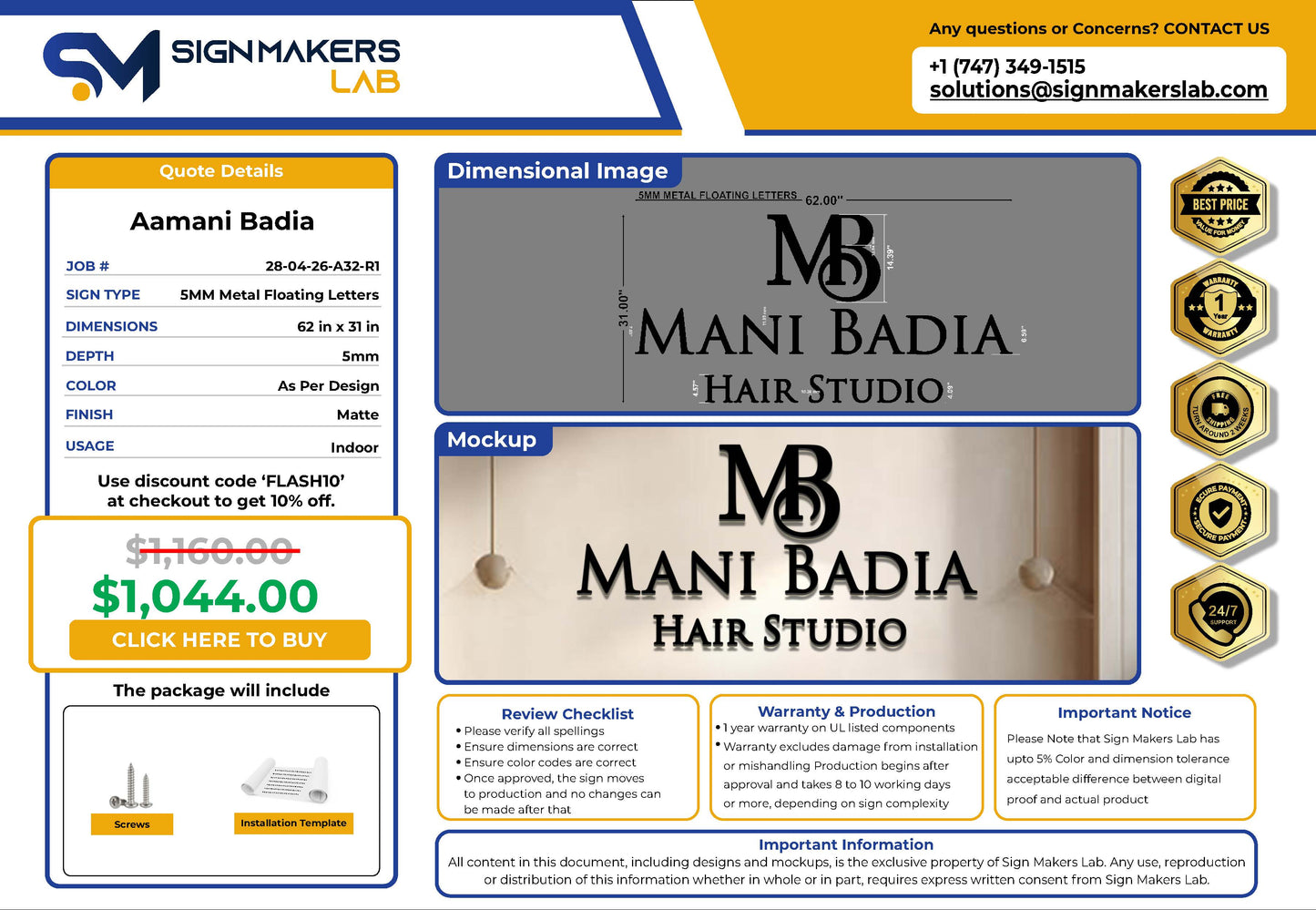 Mani Badia Floating letter sign