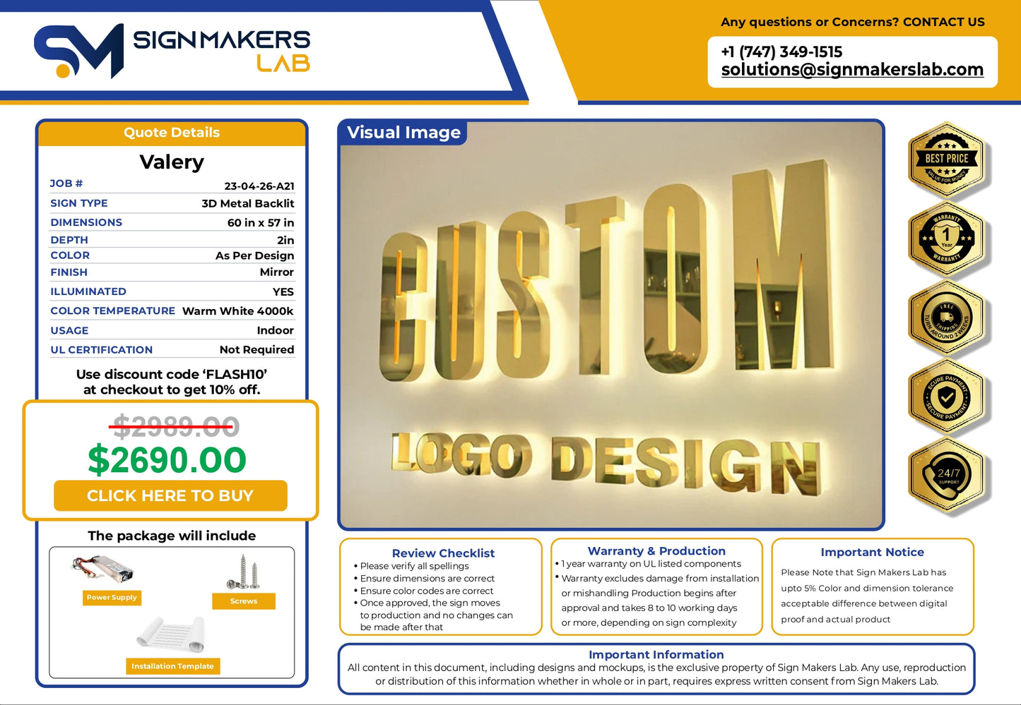 3D Metal Back-lit Sign-Mediva Luxury Wears