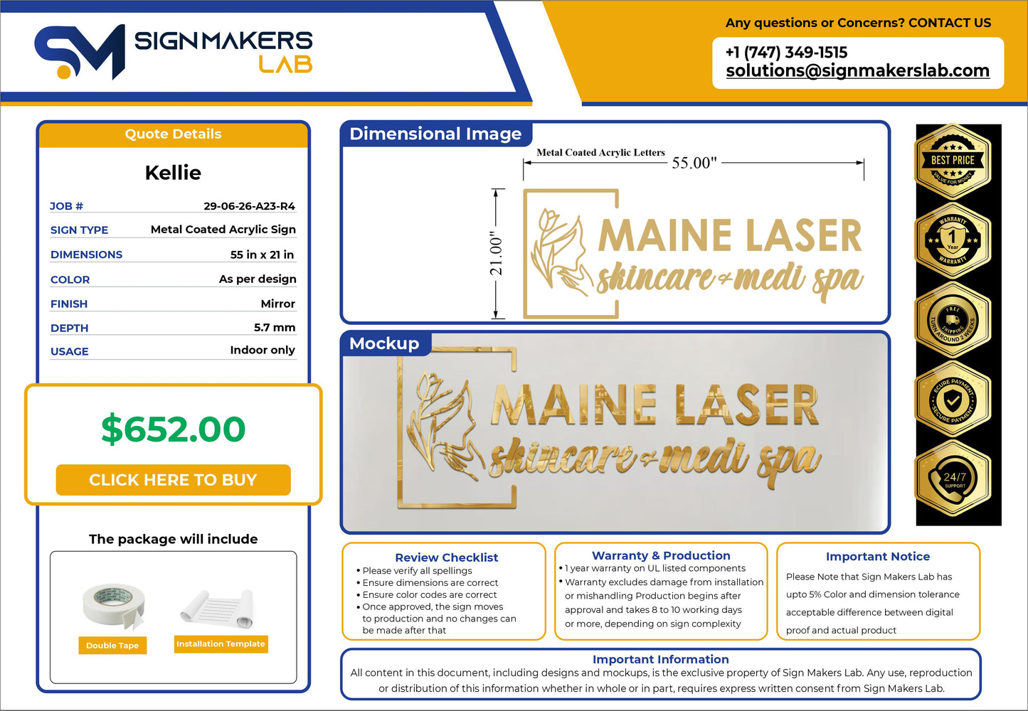 Maine Laser Skin Care & Medi Spa Acrylic Letters