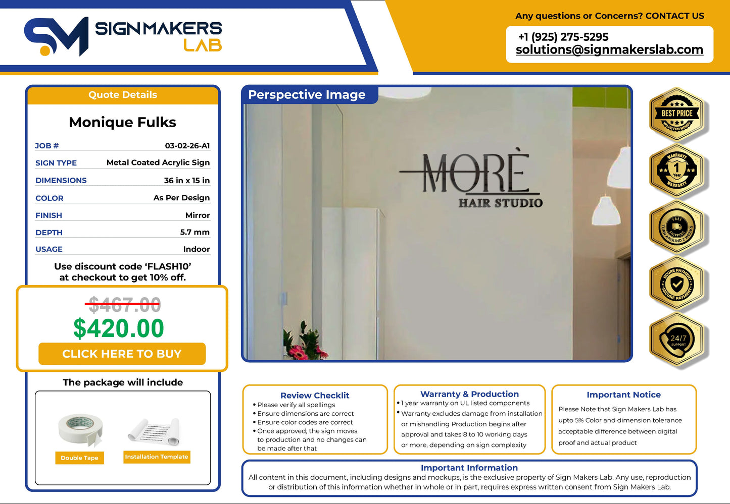 MORÈ HAIR STUDIO 2D Acrylic Letter Sign Signmakerslab