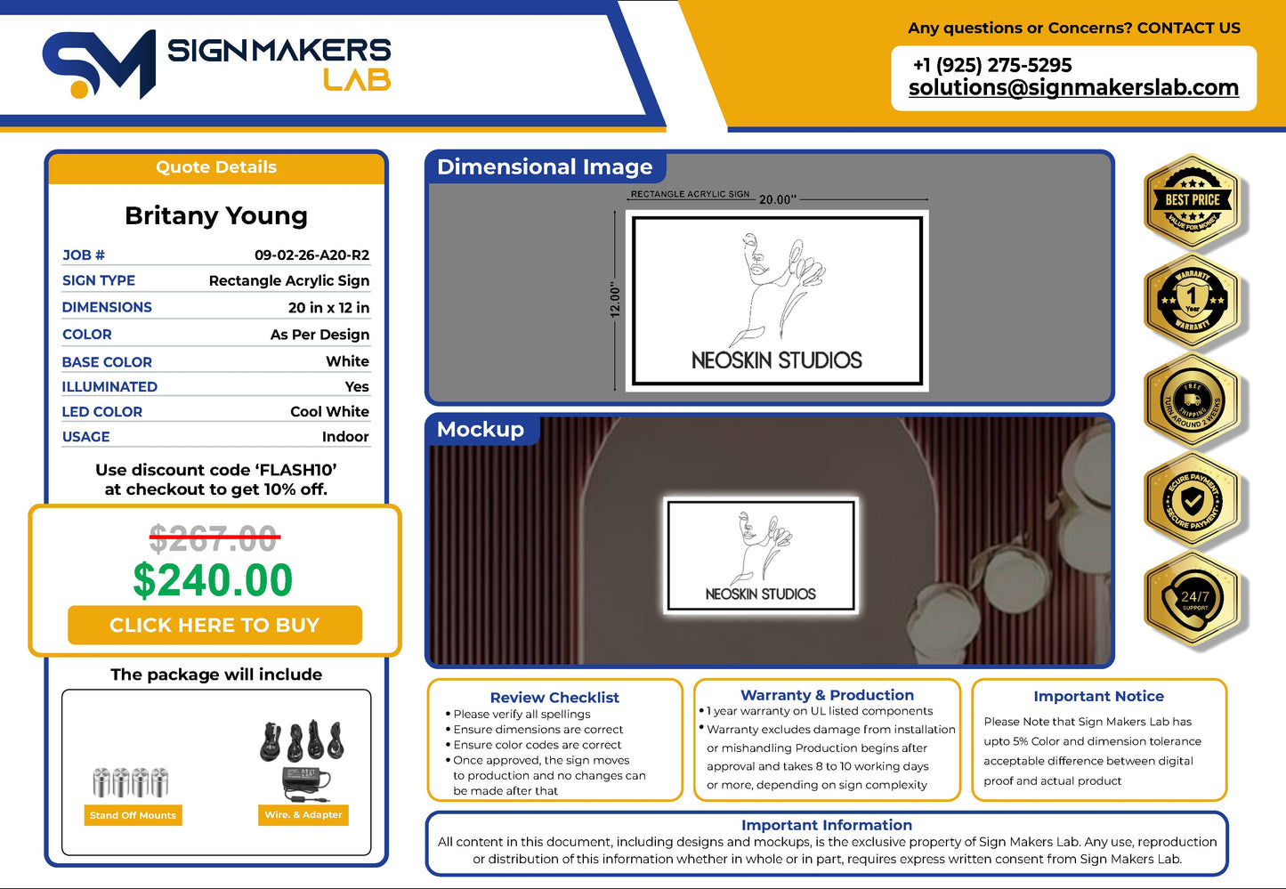 NeoSkin Studios Rectangle Acrylic Sign Signmakerslab