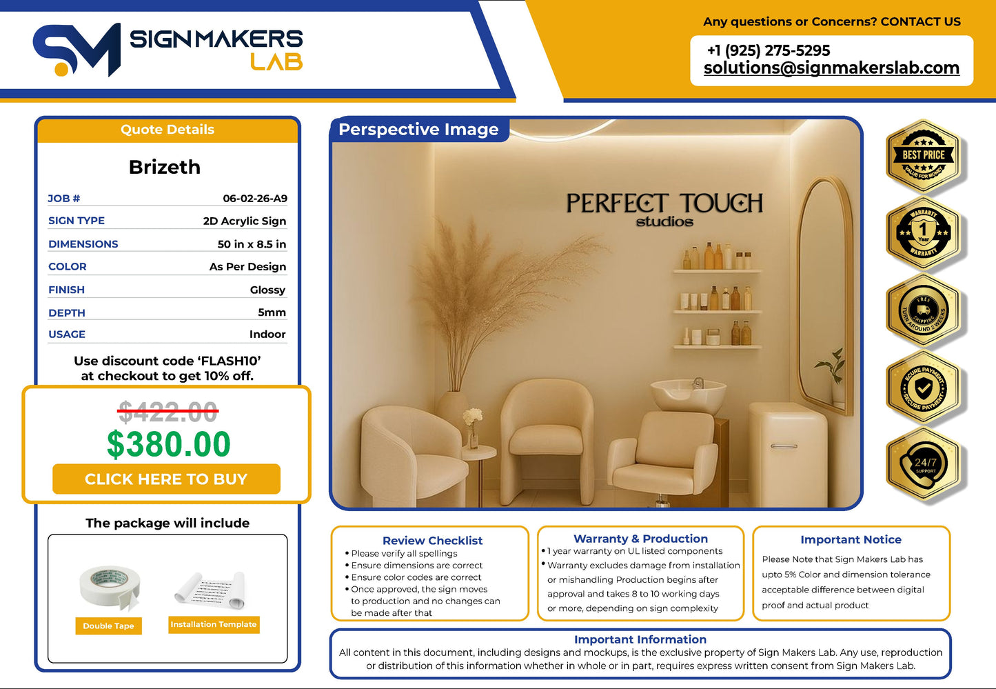 Perfect Touch Studios 2D Acrylic Letter Sign Signmakerslab