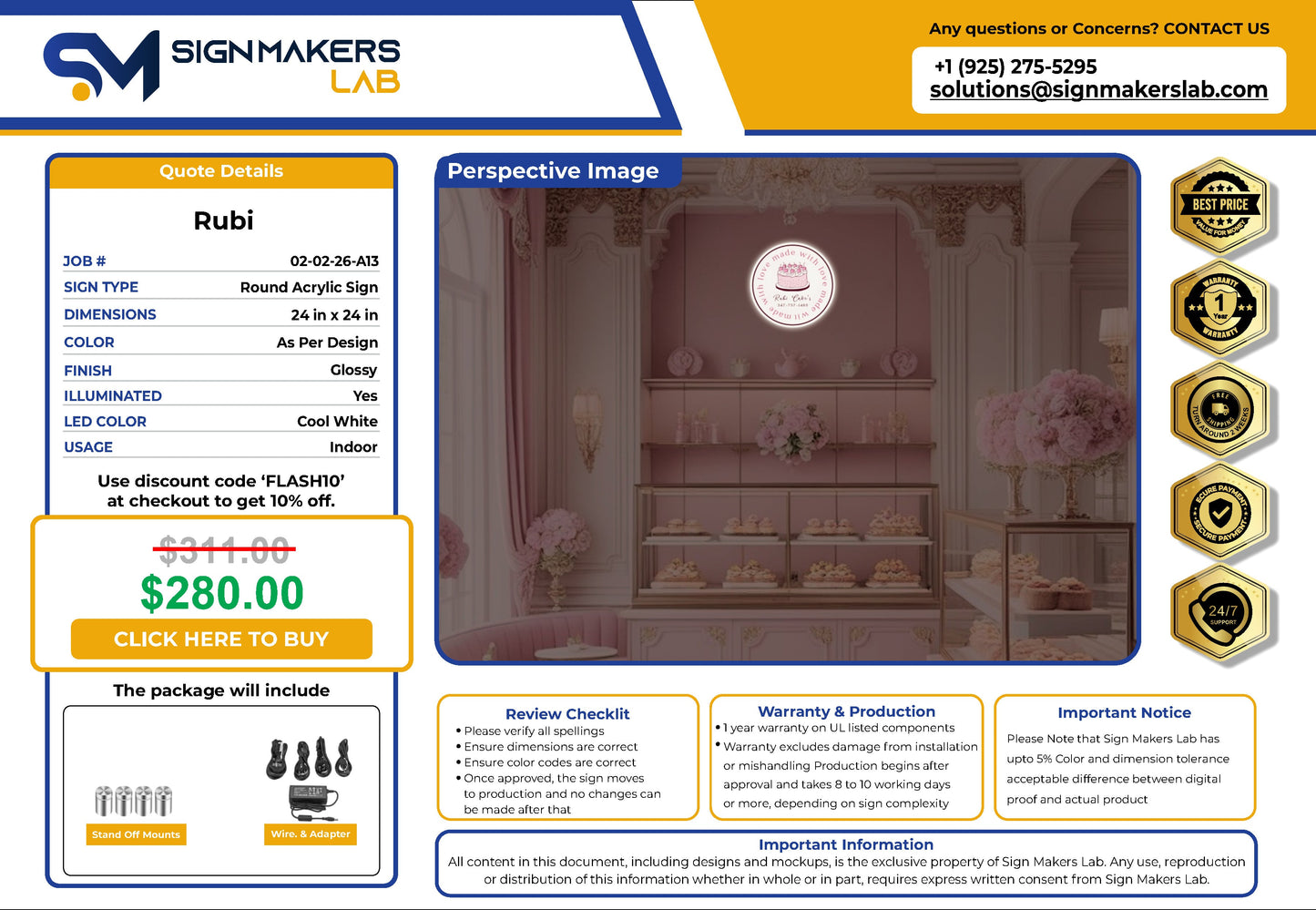 Rubi Cake’s Round Acrylic Sign Signmakerslab