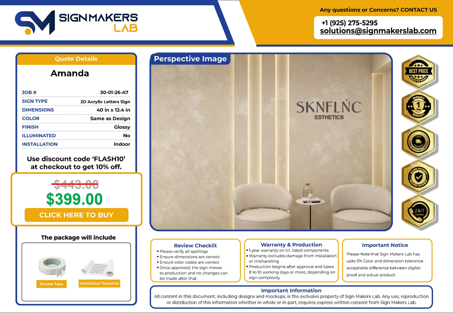 SKNFLŃC Esthetics 2D Acrylic Letter Sign Signmakerslab