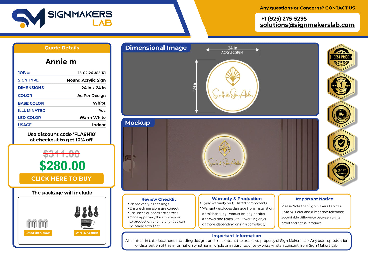 Scalp & Skin Atelier Round Acrylic Sign