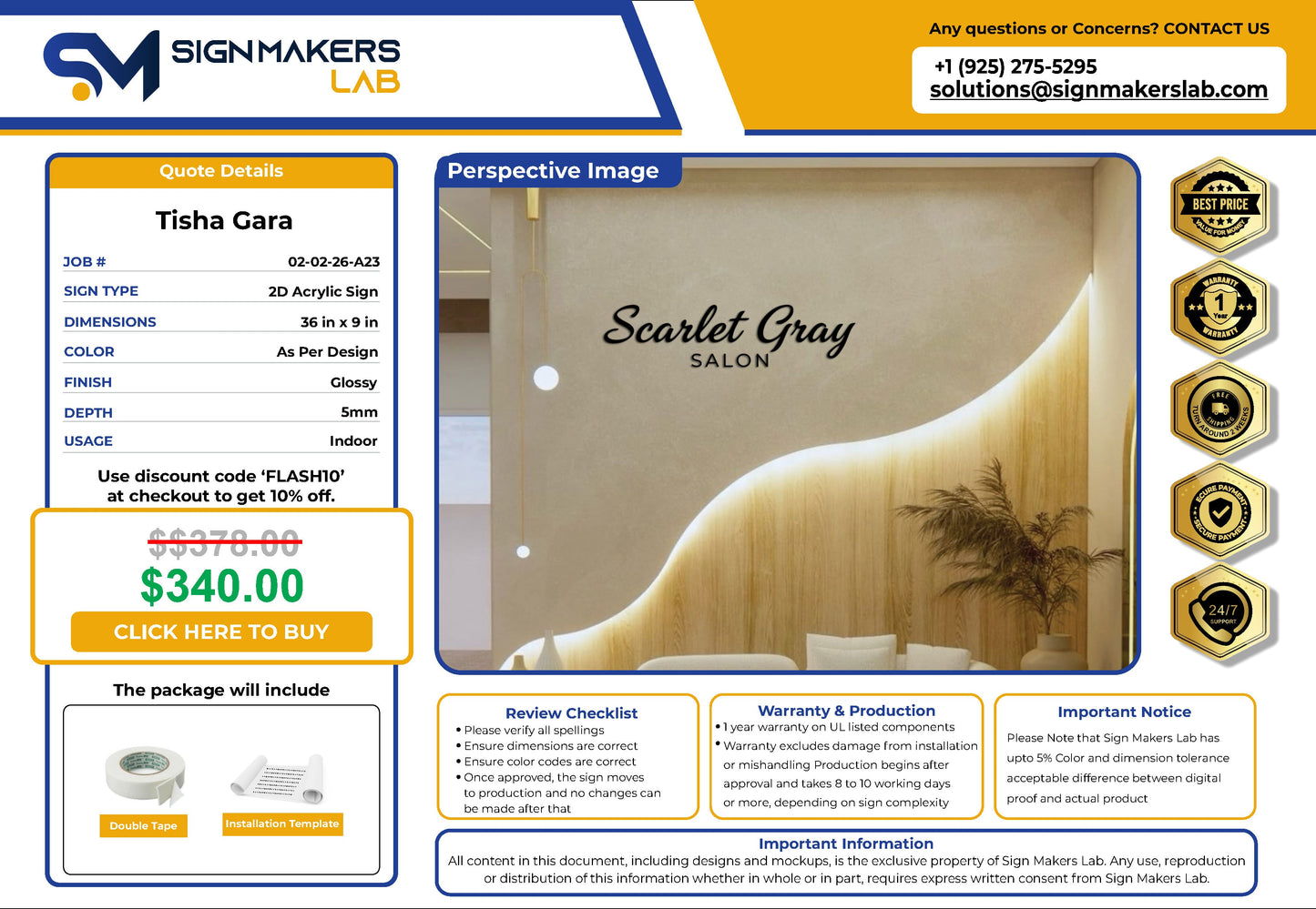 Scarlet Gray Salon 2D Acrylic Letter Sign Signmakerslab