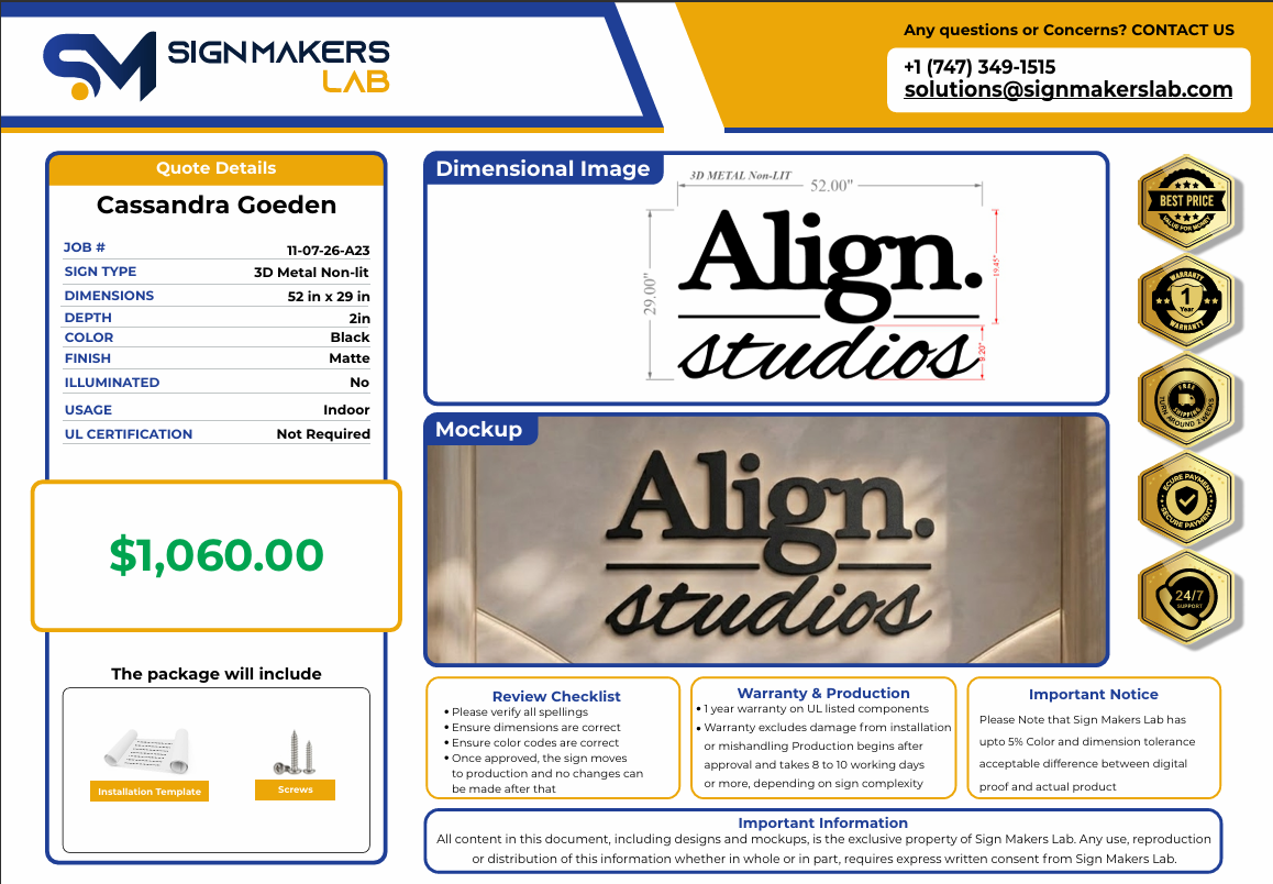 Align Studios Metal Backlit Sign