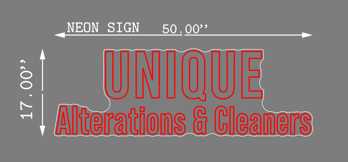 Neon Sign-UNIQUE Alterations & Cleaners