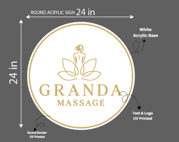 Granda massage Round Acrylic Sign