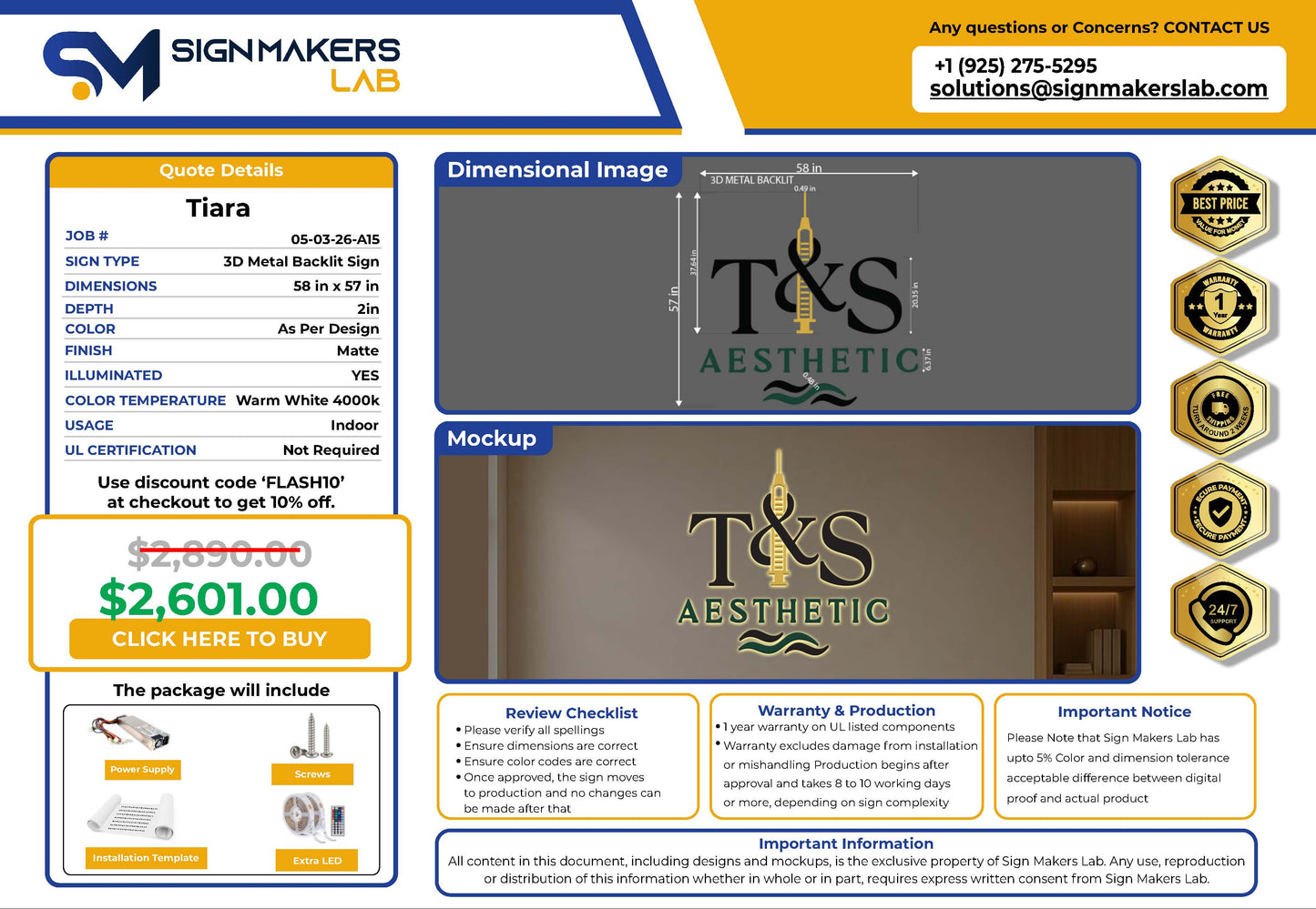 T & S Aesthetics 3D Metal Backlit Sign