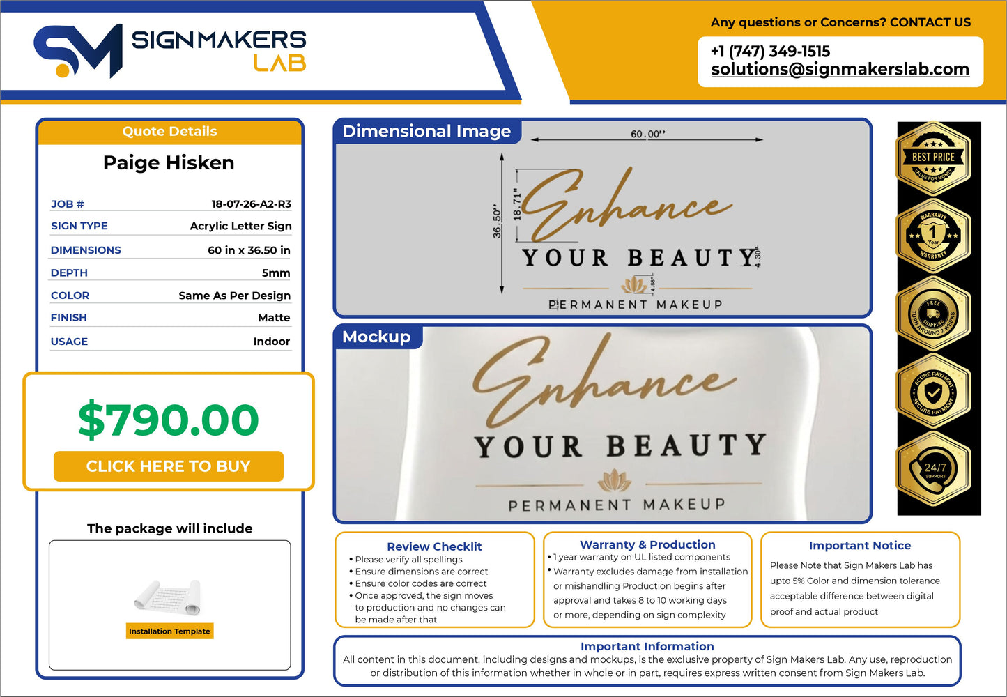 Enhance Your Beauty Acrylic Letters