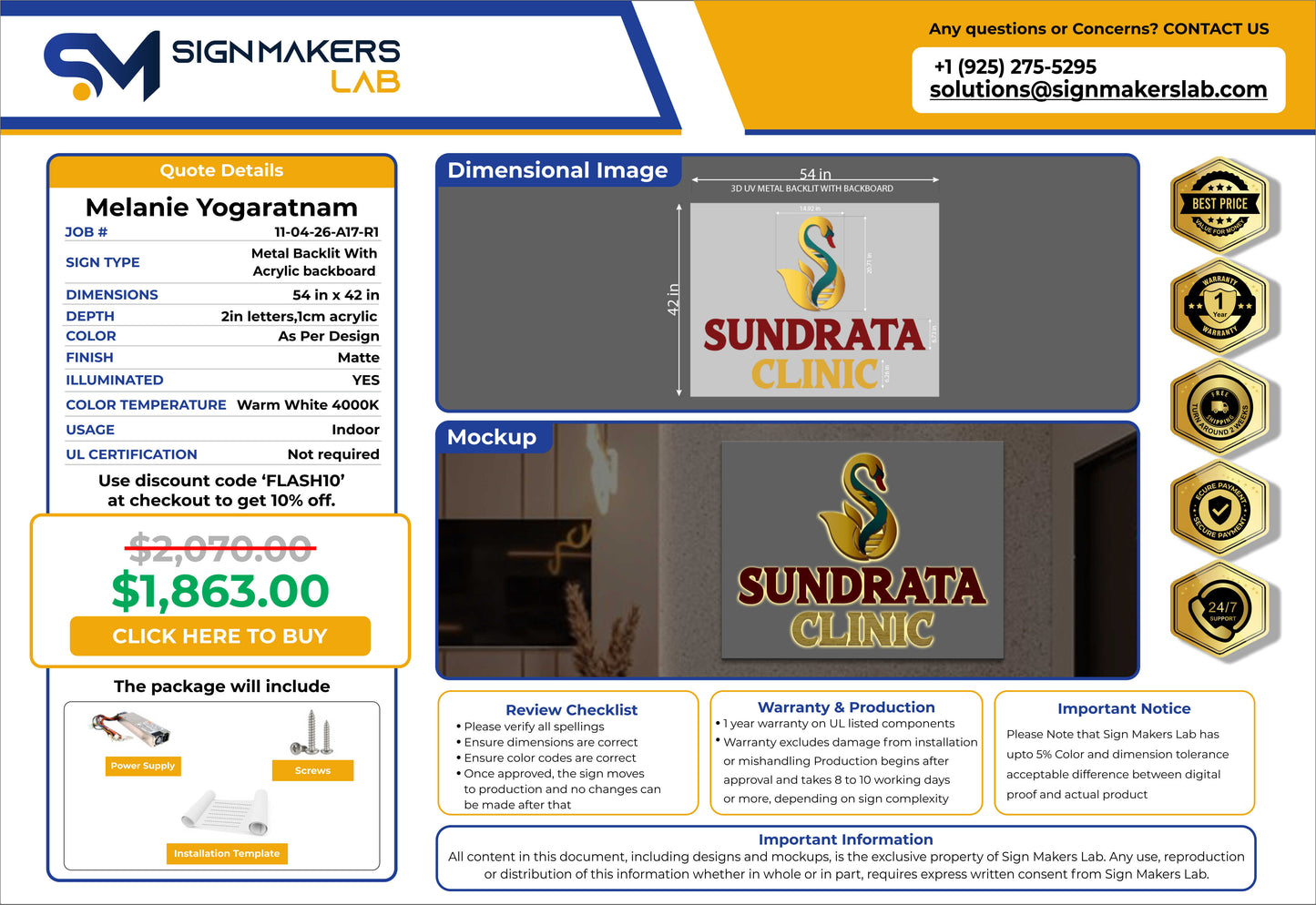 Sundrata Clinic Metal Backlit Sign