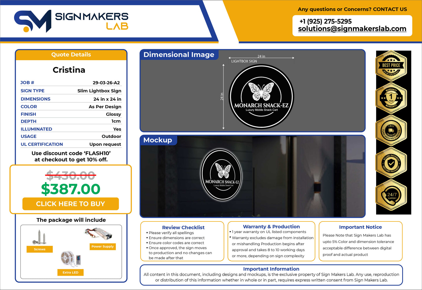 Monarch Snack-Ez Slim Lightbox Sign