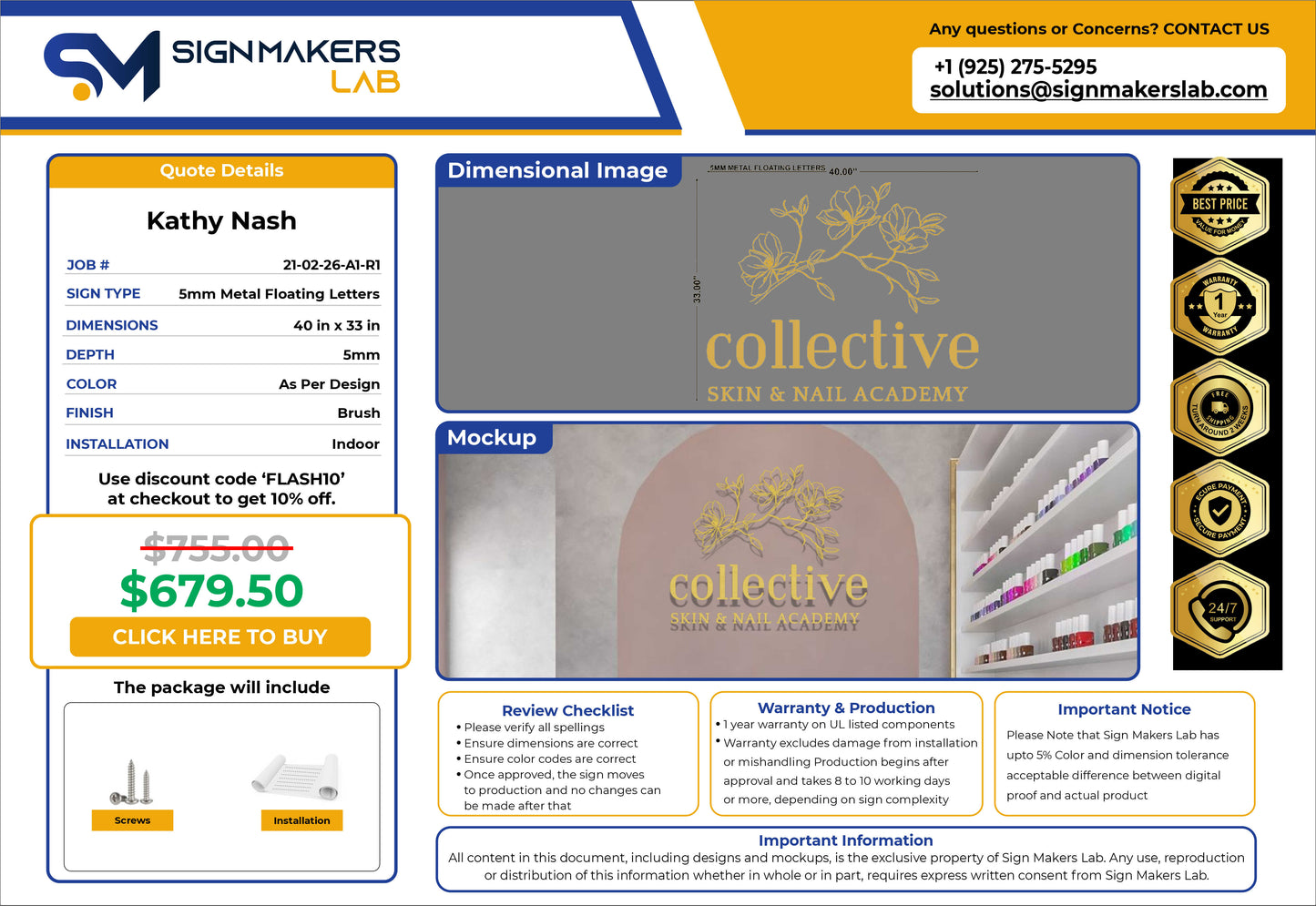 Collective Skin & Nail Academy Floating Letters