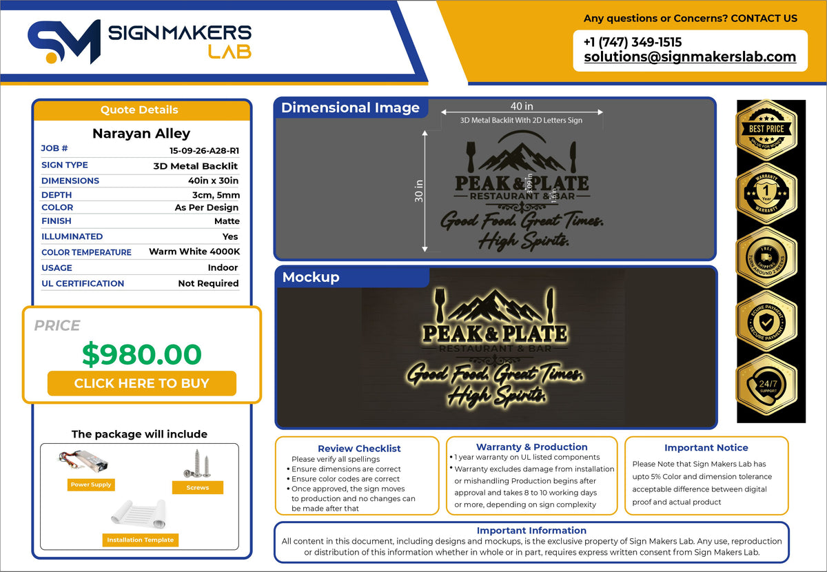 Peak and plate Metal Sign