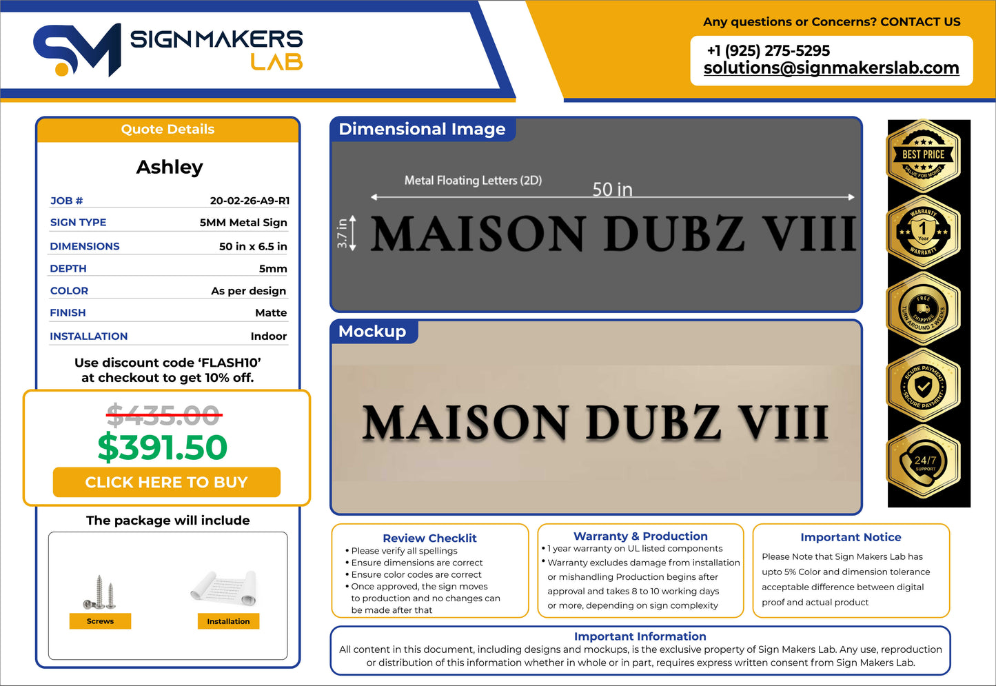 Maison Dubz VIII Metal Floating Letters