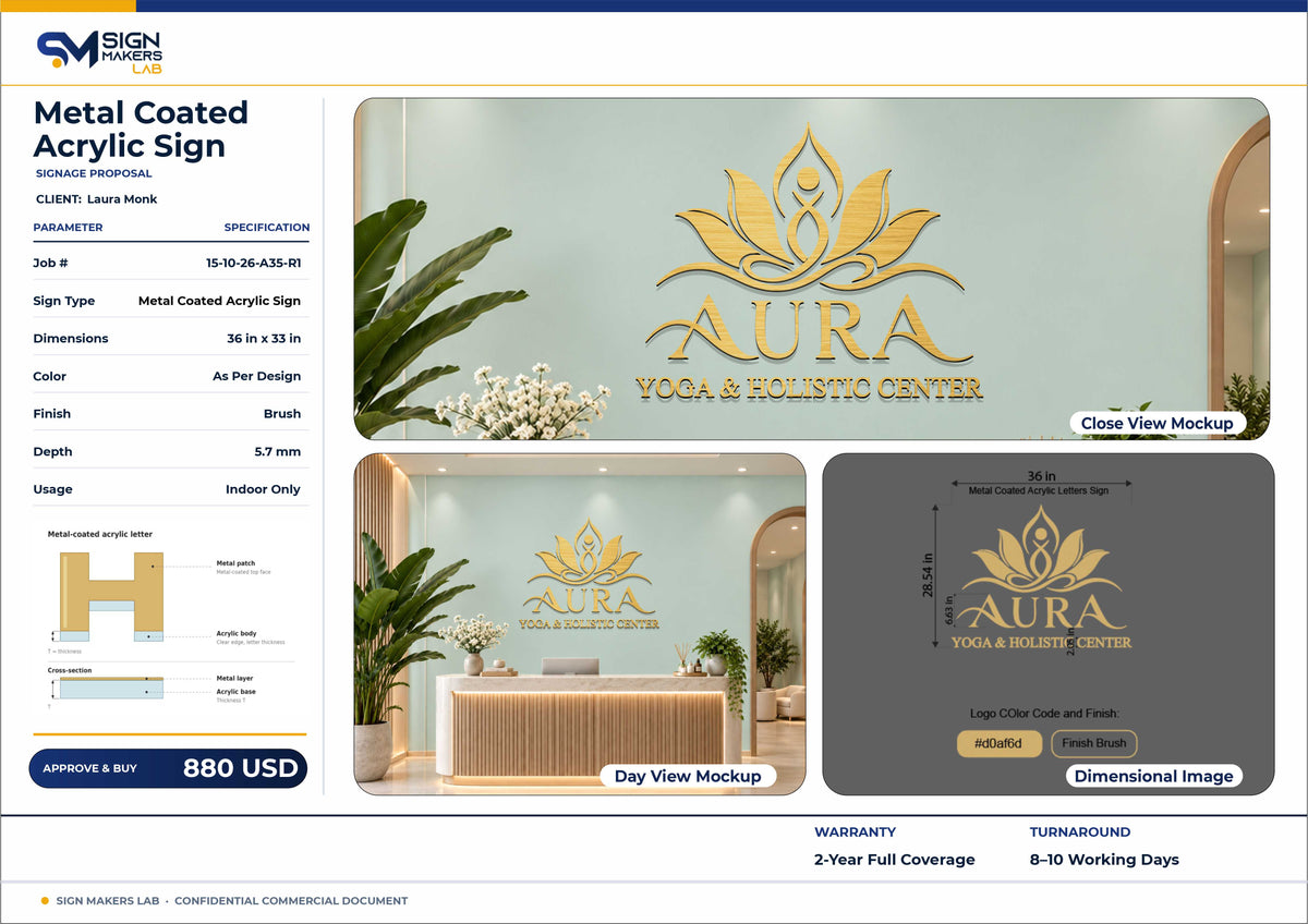 AURA YOGA & Holistic Center Acrylic Letter Sign