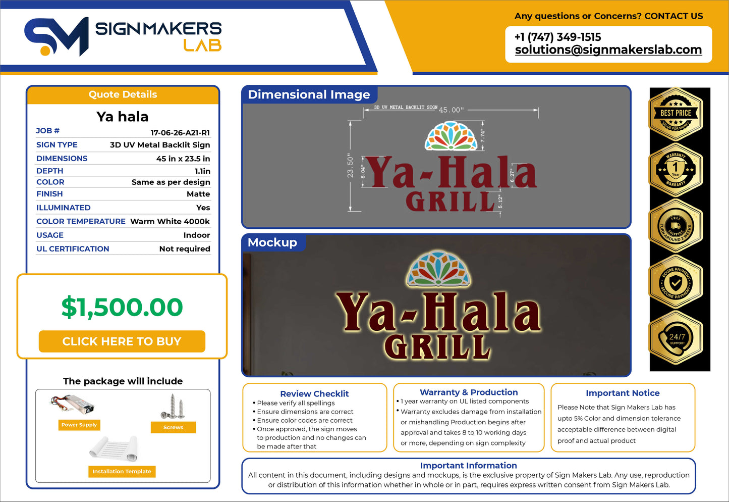 Ya Hala Grill Metal Backlit Sign