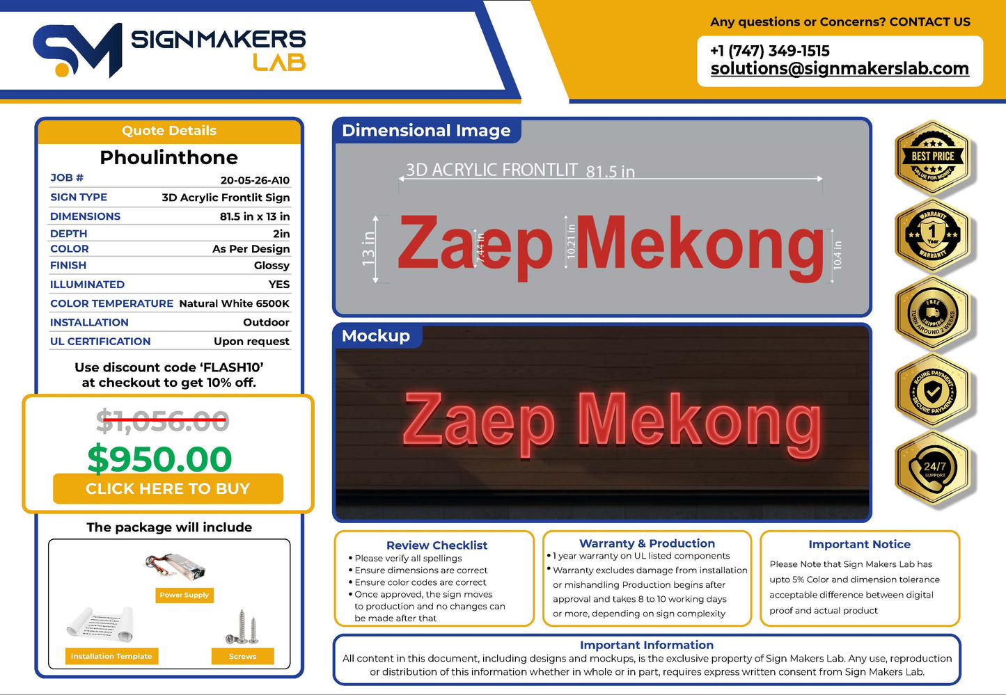Zaep Mekong 3D Acrylic Frontlit
