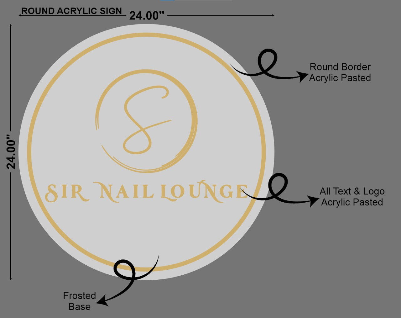 Sir Nail Lounge Round Acrylic Sign