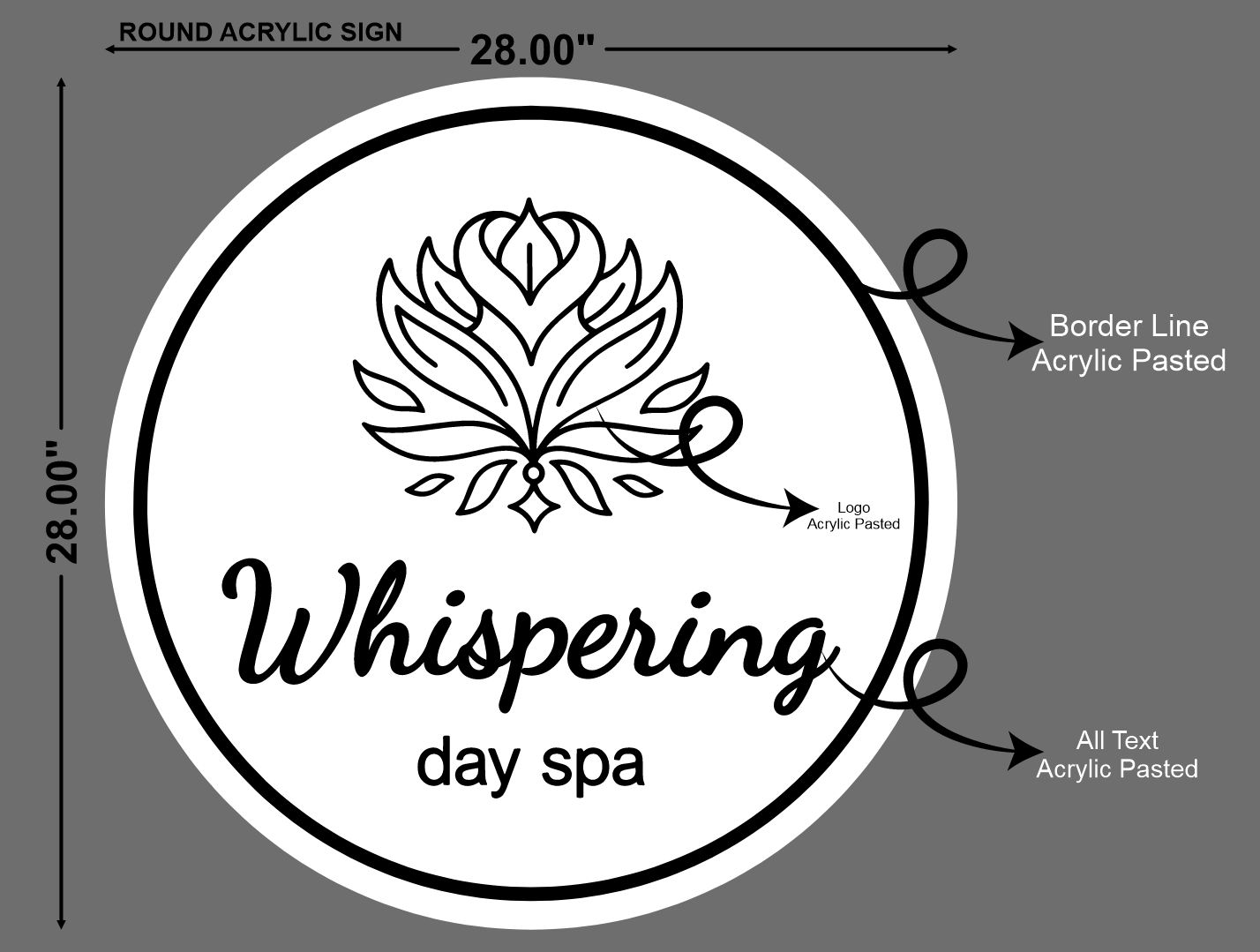 Whispering Day Spa Round Acrylic Sign