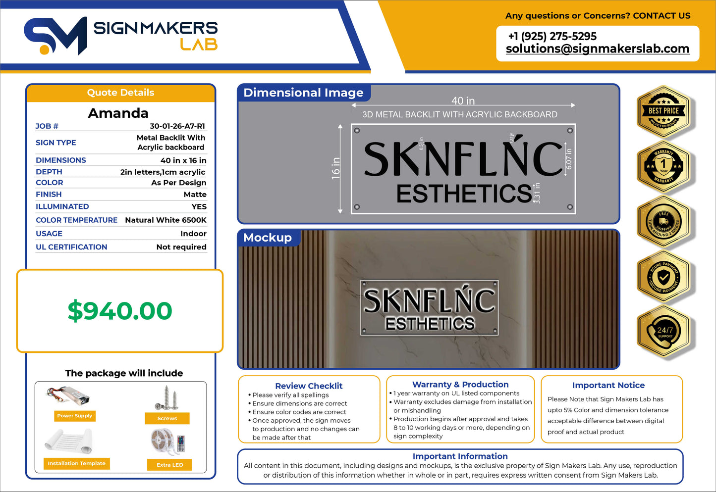 SKNFLŃC Esthetics 3D Metal Backlit